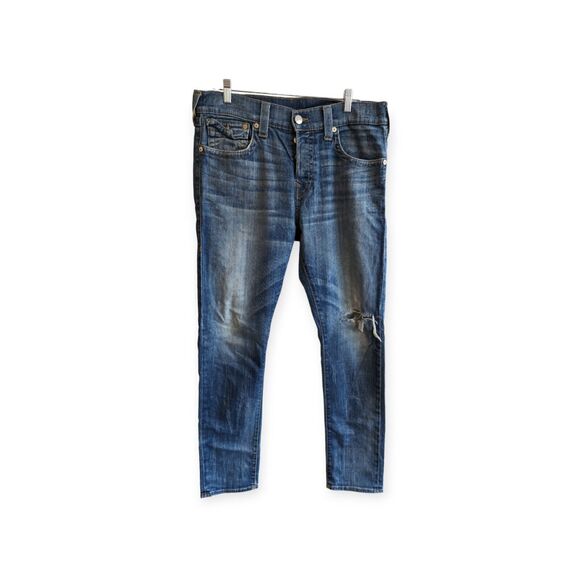 True Religion Straight Blue Jeans Men's Size 34 RN#112790 CA#57414 USA Made - Picture 1 of 7